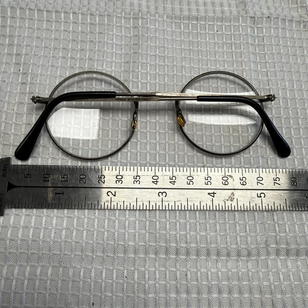 vintage round eyeglasses frames ear pieces good L Taiwan ROC 70s-80s Gunmetal
